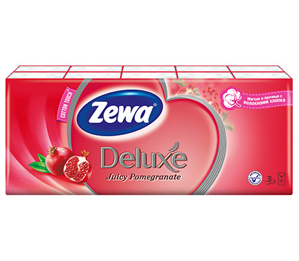 Zewa (Зева) носовые платочки Делюкс Гранат, 10х6 шт
