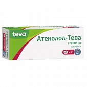 Атенолол-Тева, таблетки 50мг, 30 шт, Плива