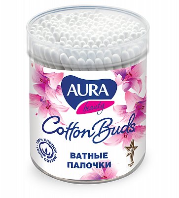 Aura (Аура) ватные палочки стакан 100шт