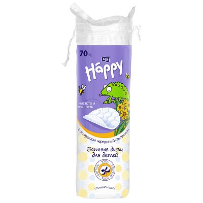 Bella Baby Happy (Белла) ватные диски с экстрактом Череды и Д-пантенолом 70 шт