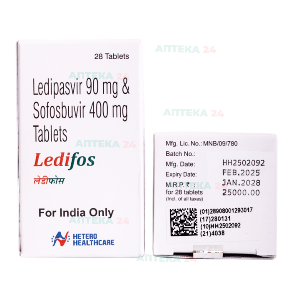 Ledifos 400 мг + 90 мг упаковка оригинального препарата