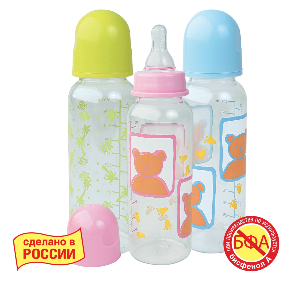 Курносики бутылочка полипропиленовая с силиконовой соской с 0 мес 250мл (11004)