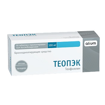 Теопэк, таблетки с пролонгированным высвобождением 100мг, 50 шт
