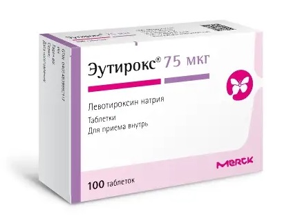 Эутирокс, таблетки 75мкг, 100 шт