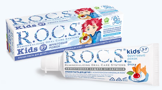 Рокс (R.O.C.S) зубная паста для детей Фруктовый рожок без фтора, 45мл