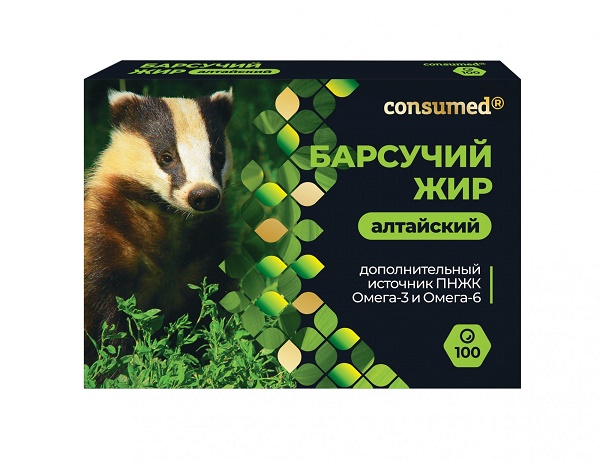 Барсучий жир Консумед (Consumed), капсулы 370мг, 100 шт БАД