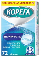 Корега таблетки для зубных протезов Био Формула 72 шт
