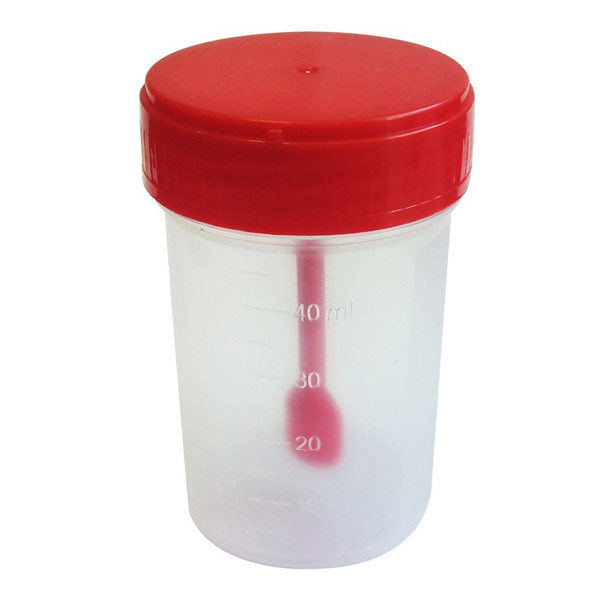 Контейнер для биопроб стерильный 60мл, градуированный с ложкой