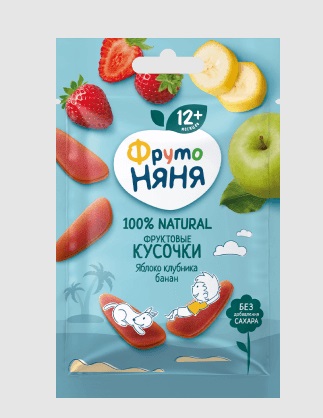 Фрутоняня фруктовые кусочки клубника и банан, 15г