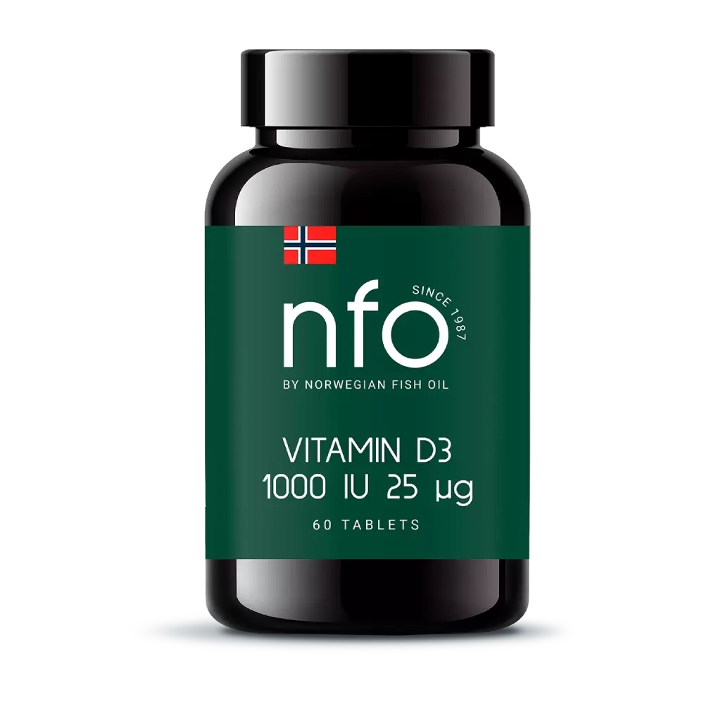 Norwegian Fish Oil (Норвегиан Фиш Оил) Витамин Д3 1000МЕ, таблетки 750мг, 60 шт БАД