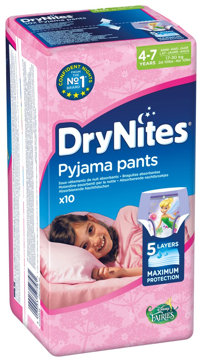 Huggies (Хаггис) трусики DryNites для девочек, 4-7 лет, 10 шт