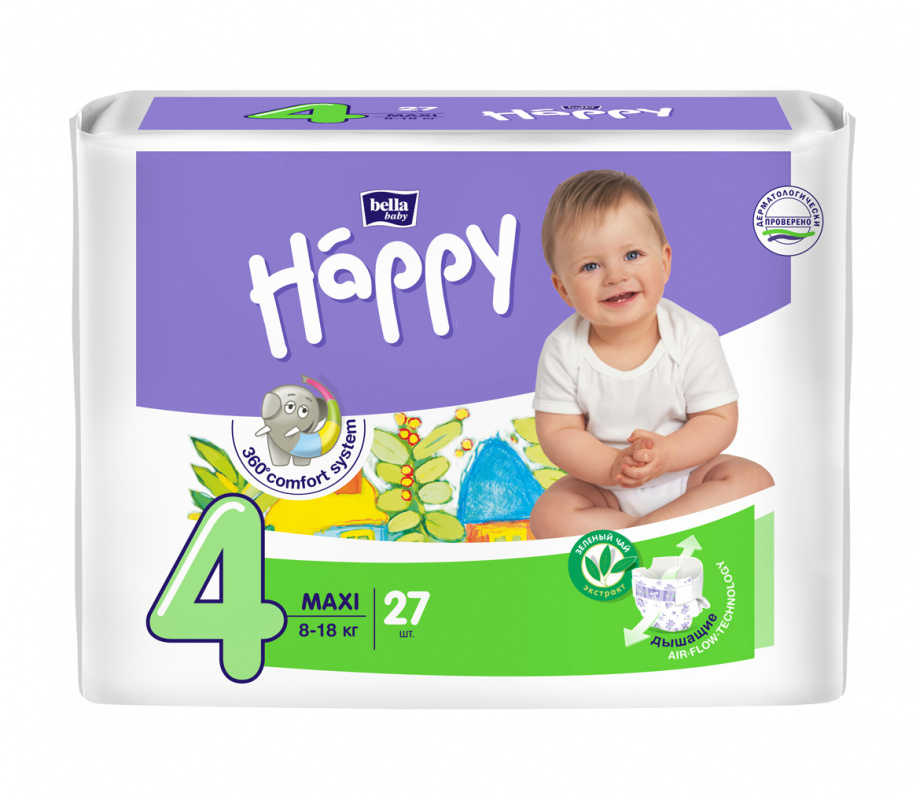 Bella Baby Happy (Белла) подгузники 4 Макси 8-18кг 27 шт