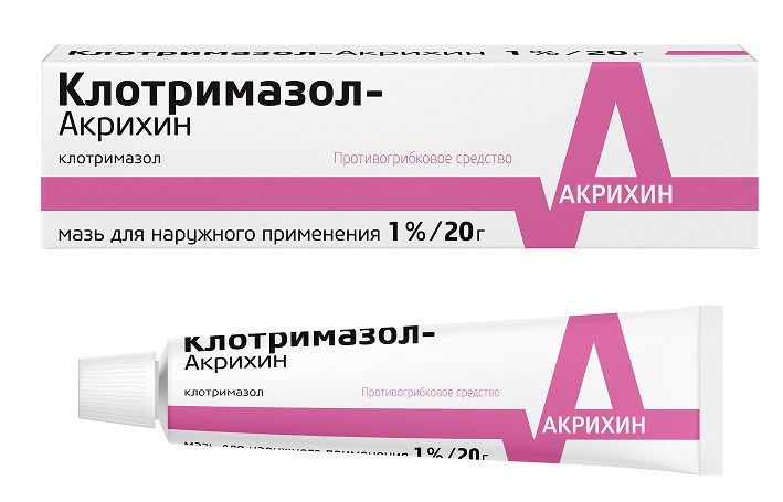 Клотримазол-Акрихин, мазь для наружного применения 1%, 20г
