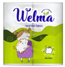 Велма (Welma) бумага туалетная двухслойная Яблоко, 4 шт