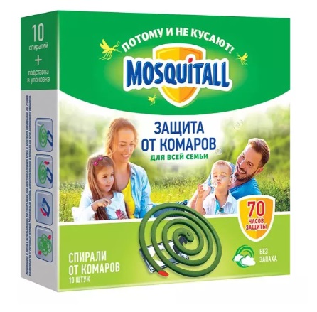 Mosquitall (Москитолл) Универсальная Защита спирали от комаров, 10 шт