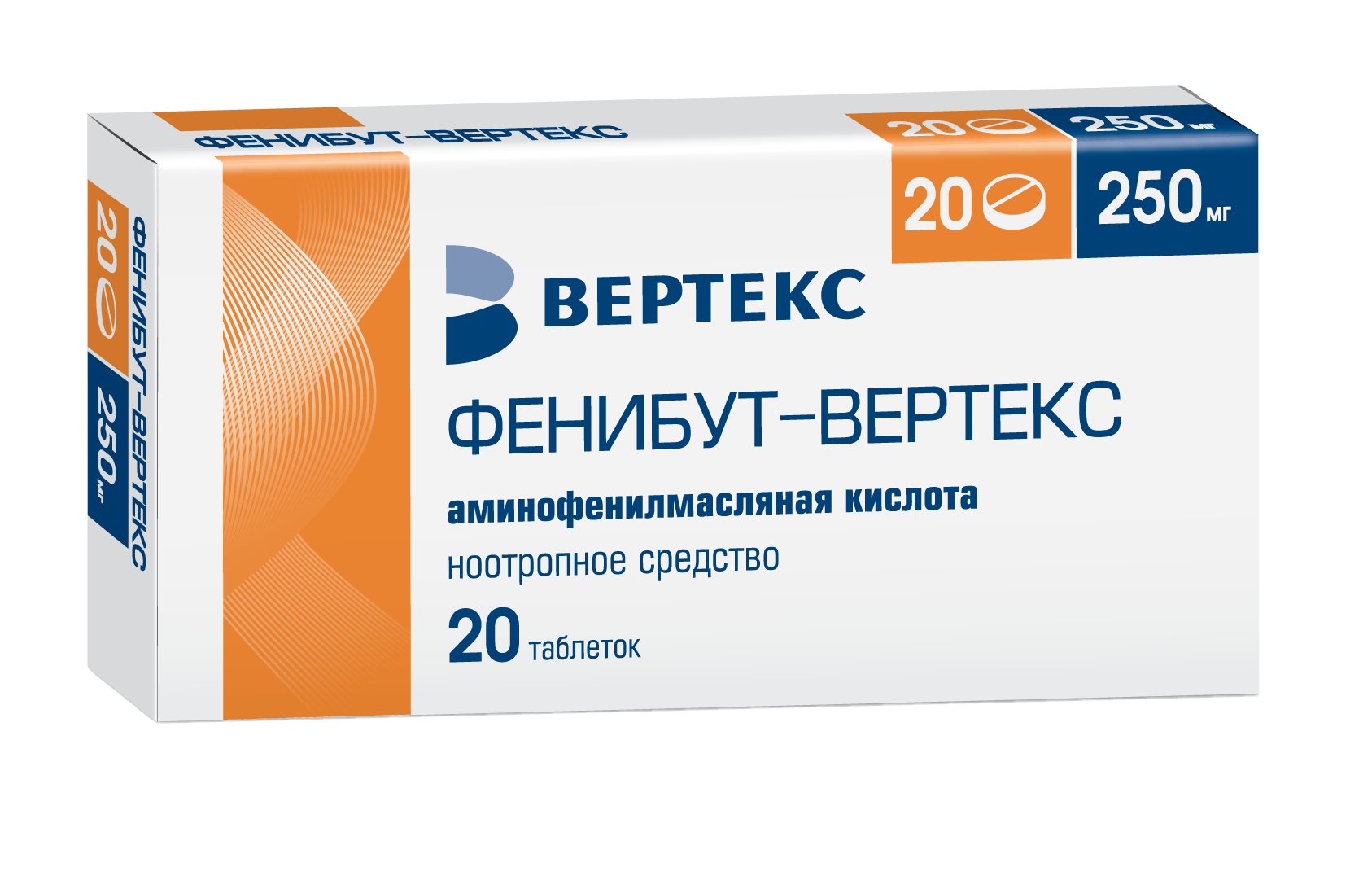 Фенибут-Вертекс, таблетки 250мг, 20 шт