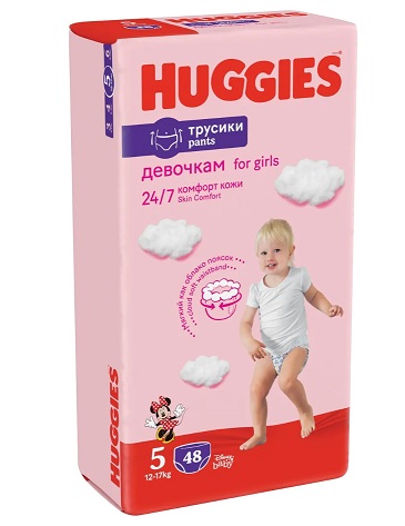 Huggies (Хаггис) трусики 5 для девочек, 12-17кг 48 шт
