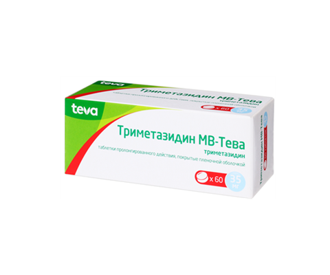 Триметазидин МВ-Тева, таблетки пролонгированного действия, покрытые пленочной оболочкой 35мг, 60 шт