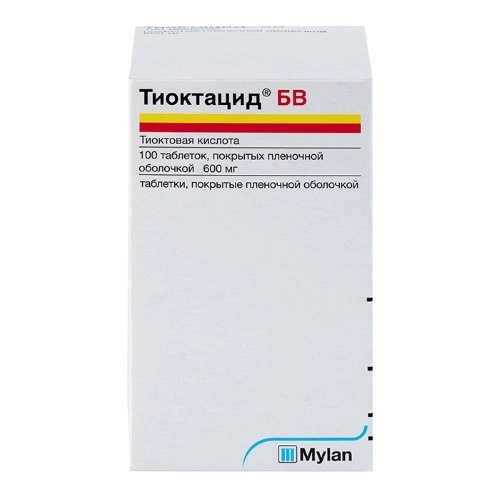 Тиоктацид БВ, таблетки, покрытые пленочной оболочкой 600мг, 100 шт