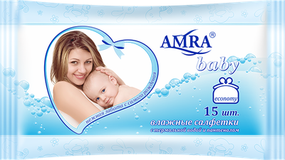 Amra (Амра) салфетки влажные для детской гигиены, 15шт