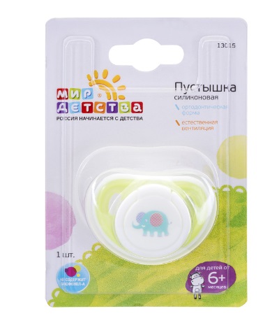 Мир Детства пустышка силиконовая ортодонтическая с 6 месяцев 1шт (13015)