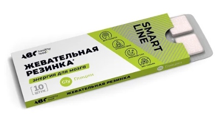 ABC Healthy Food (ABC Хэлси Фуд) жевательная резинка без сахара Смартгам Глицин, таблетки 10шт БАД