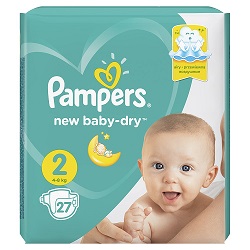 Pampers New Baby (Памперс) подгузники 2 мини 4-8кг, 27шт