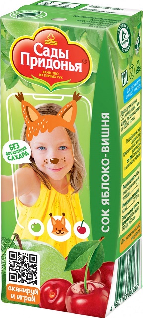 Сады Придонья Сок яблоко и вишня, 200мл