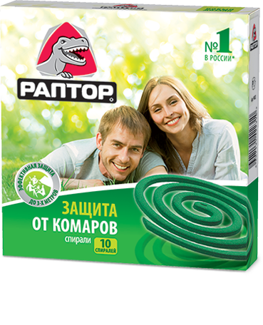 Раптор спираль защита от комаров, без запаха, 10 шт