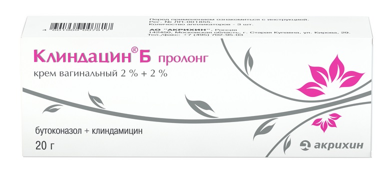 Клиндацин Б пролонг, крем вагинальный 2%+2%, 20г