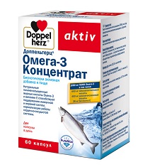 Doppelherz (Доппельгерц) Актив Омега-3 Концентрат, капсулы 1321,91мг, 60 шт БАД