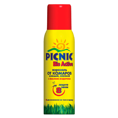 Пикник (Picnic) Bio Activ аэрозоль от комаров, клещей и слепней, 125мл
