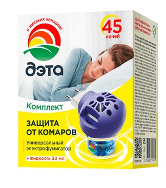 Дэта фумигатор+жидкость от комаров 45 ночей, 30мл