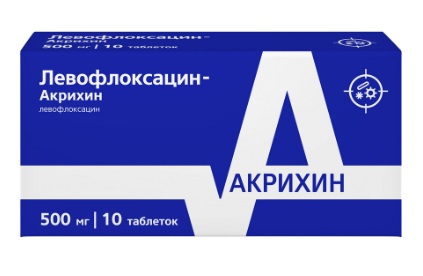 Левофлоксацин-Акрихин, таблетки, покрытые пленочной оболочкой 500мг, 10 шт