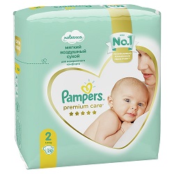 Pampers Premium Care (Памперс) подгузники 2 мини 4-8кг, 20шт