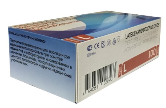 Перчатки Top Gloves нестерильные латексные неопудрен размер L, 50 пар