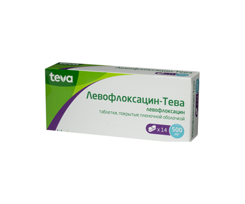 Левофлоксацин-Тева, таблетки, покрытые пленочной оболочкой 500мг, 14 шт