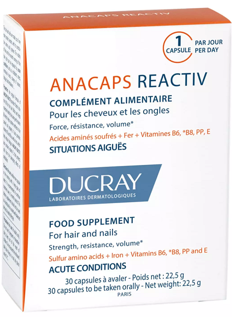 Дюкрэ Анакапс (Ducray Аnacaps) Реактив для волос, кожи головы и ногтей, капсулы 30 шт БАД