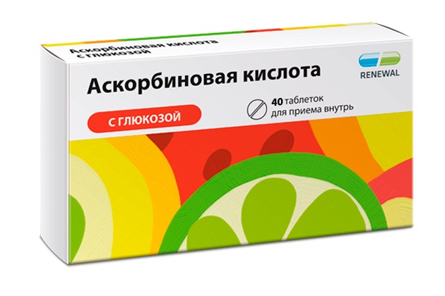 Аскорбиновая кислота с глюкозой, таблетки 100мг, 40 шт