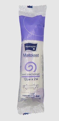 Matopat Matolast (Матопат) бинт эластичный 12см х 2м без застежки 1шт