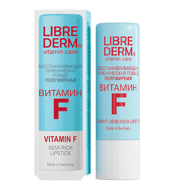 Librederm Витамин F (Либридерм) помада для губ гигиеническая восстанавливающая полужирная, 4г