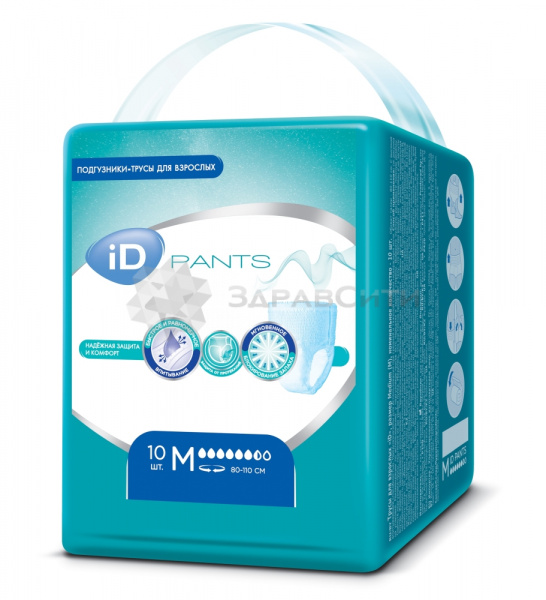 Айди (iD) анаформ-анатомик подгузники-трусы для взрослых, размер М, 10 шт