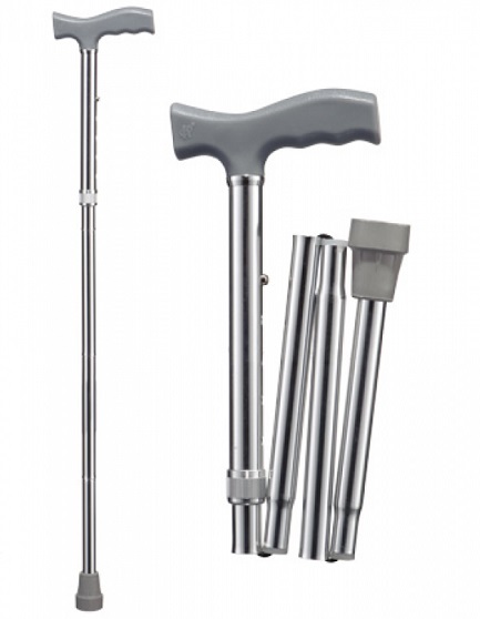 B.Well (Би Велл) Трость складная WR-412 с Т-образной ручкой, серебро