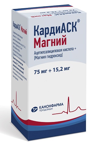 КардиАСК Магний, таблетки, покрытые пленочной оболочкой 75мг+15,2мг, 100 шт