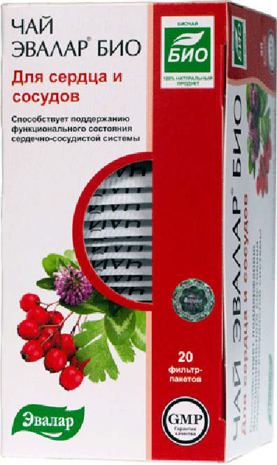 Чай Эвалар Био для сердца и сосудов, фильтр-пакеты 1,5г, 20 шт БАД