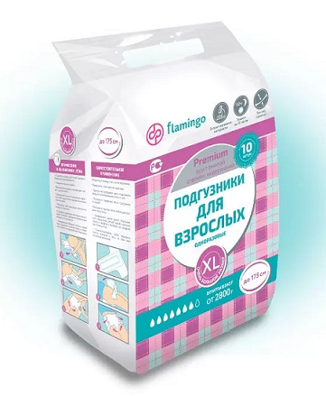 Flamingo (Фламинго) подгузники для взрослых Премиум, размер XL, 10 шт
