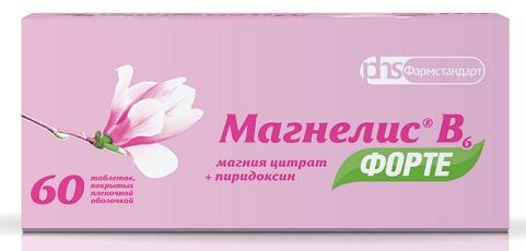 Магнелис В6 форте, таблетки, покрытые пленочной оболочкой 100мг+10мг, 60 шт