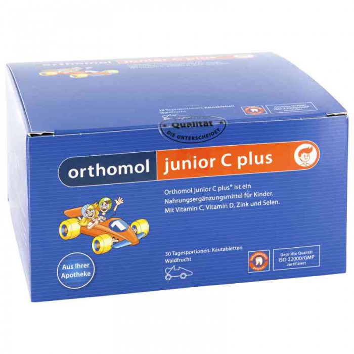 Orthomol Junior C plus (Ортомол Джуниор С плюс), таблетки жевательные, 30 шт со вкусом лесные ягоды БАД