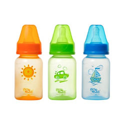 Пома бутылочка полипропиленовая цветная с силиконовой соской с рождения, 140мл, 3010