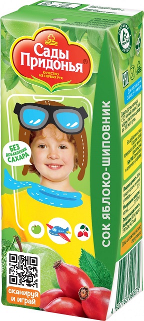 Сады Придонья Сок яблоко и шиповник, 200мл